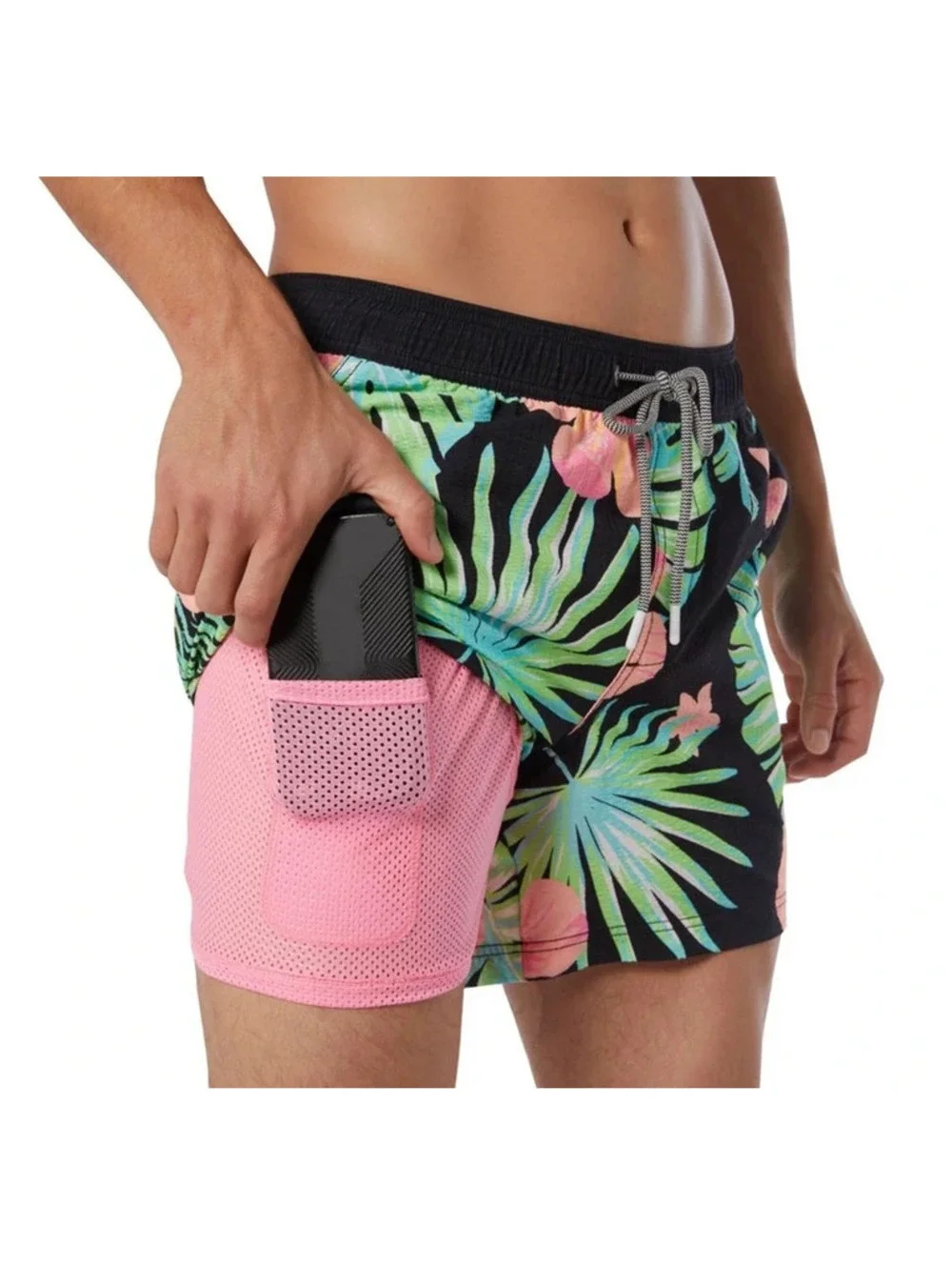 Party Pants Miami Vibes Neon Tropical Swim Beach Trunks Shorts Men’s XXL